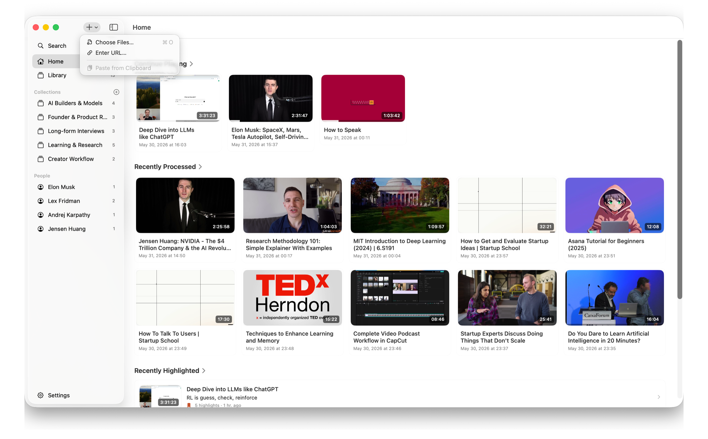 Bring in videos, podcasts, and files